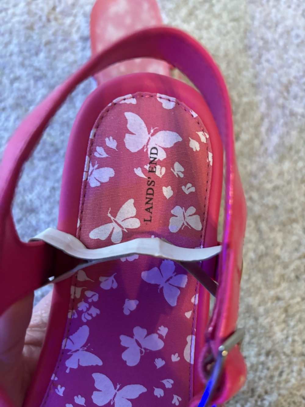 Lands' End Bright Pink T‑Strap Girls' Sandals - Picture 4 of 5